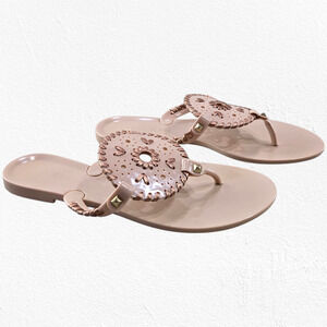 Jack Rogers Georgica Jelly Sandals Size 8 Blush Pink Rose Gold Thong Flip Flops
